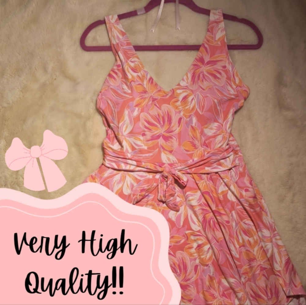 Pink Floral Swim Dress 💕